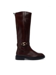 Clarks Kozaki Previa Bit 26329407 Brązowy. Brązowe kozaki damskie Clarks, bez obcasa, na płaskiej podeszwie, bez zapięcia. Za 779.99 zł.