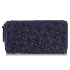 Portfel damski skórzany w geometryczny wzór granatowy RFID Paolo Peruzzi T-116-HDB. Niebieskie portfele damskie PAOLO PERUZZI, bez wzorów, ze skóry. Za 69.00 zł.