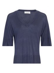 MOSS COPENHAGEN Bluzka w kolorze granatowym rozmiar: M/L. Niebieskie bluzki damskie Moss Copenhagen, l, bez wzorów, bez kołnierzyka, bez ramiączek. Za 123.25 zł.