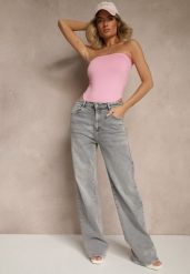 Szare Jeansy High Waist z Szeroką Nogawką Dorzeri. Szare jeansy damskie Renee, bez wzorów, z jeansu. Za 119.99 zł.