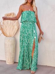 Milan Kiss Sukienka w kolorze zielono-białym rozmiar: M. Zielone sukienki damskie Milan Kiss, bez wzorów, bez ramiączek. Za 218.05 zł.