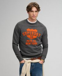 Superdry Bluza Athletic Felt Applique z okrągłym dekoltem – styl varsity –. Szare bluzy damskie Superdry, xl, bez wzorów, z bawełny, bez kaptura. Za 345.10 zł.