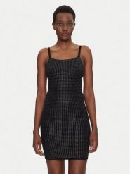 Guess Sukienka dzianinowa W5GK45 Z3MN2 Czarny Regular Fit. Czarne sukienki damskie Guess, z aplikacjami, z dzianiny, bez ramiączek. Za 377.00 zł.