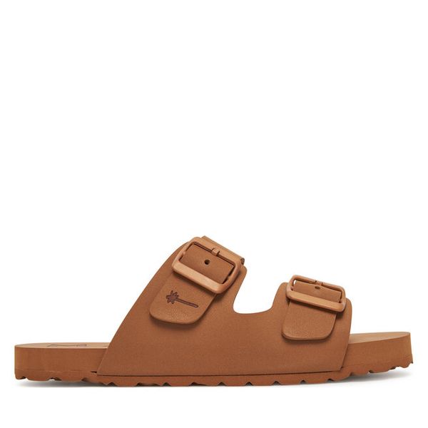 Klapki Manebi. Brązowe klapki damskie Manebi, bez wzorów, bez obcasa, bez zapięcia. Za 399.99 zł.