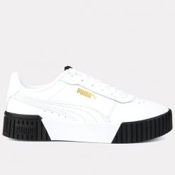 Buty damskie sportowe trampki Puma CARINA. Białe obuwie sportowe casual damskie Puma, bez zapięcia. W wyprzedaży za 189.00 zł.