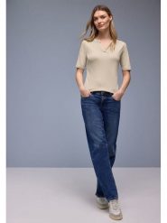 Street One Koszulka w kolorze beżowym rozmiar: 36. Brązowe bluzki damskie Street One, bez wzorów, street, bez kołnierzyka, bez ramiączek. Za 83.81 zł.