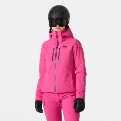 Damska kurtka narciarska Helly Hansen Alphelia Lifaloft. Czerwone kurtki damskie Helly Hansen, na zimę, bez wzorów, bez kaptura. W wyprzedaży za 2,025.00 zł.