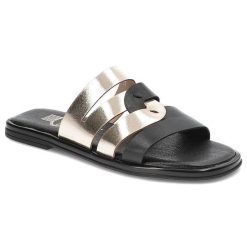 Czarne Klapki Lemar Wygodne Buty Na Lato. Czarne klapki damskie Lemar, bez wzorów, ze skóry, bez obcasa, bez zapięcia. Za 169.00 zł.