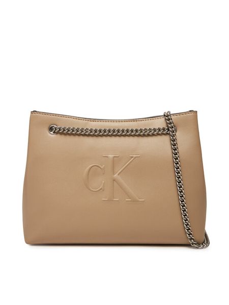 Calvin Klein Jeans Torebka Sculpted Chain Shoulder Bag LV04K3163G Beżowy. Brązowe torebki wieczorowe damskie Calvin Klein Jeans, bez wzorów, z jeansu, bez dodatków. Za 269.99 zł.