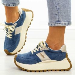 Niebieskie skórzane półbuty damskie Filippo Dp6785/25. Niebieskie obuwie sportowe damskie Filippo, na jesień, z jeansu, bez zapięcia. Za 289.00 zł.