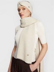 Calvin Klein Szalik Re-Lock K60K610415 Beżowy. Brązowe szaliki damskie Calvin Klein, bez wzorów, z materiału. Za 599.99 zł.