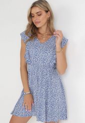 Niebieska Sukienka Neamelia. Niebieskie sukienki damskie Born2be, bez wzorów, z wiskozy, klasyczne, bez ramiączek. Za 129.99 zł.