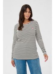 KAFFE curve Koszulka "Clia" w kolorze biało-czarnym rozmiar: S. Białe koszulki damskie KAFFE curve, s, bez wzorów, bez kołnierzyka, bez ramiączek. Za 104.99 zł.