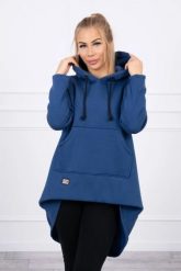 Bluza ocieplana z długim tyłem i kapturem granatowa. Bluzy damskie KESI, l, bez wzorów, z bawełny. Za 238.37 zł.