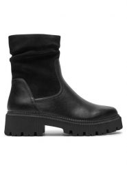 Caprice Botki 9-26439-43 Czarny. Czarne botki damskie Caprice, ze skóry, bez obcasa, na płaskiej podeszwie, bez zapięcia. Za 599.99 zł.
