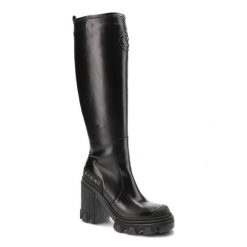 Czarne Kozaki Carinii Eleganckie Skórzane Buty Na Obcasie. Czarne kozaki damskie Carinii, ze skóry, bez obcasa, na obcasie, bez zapięcia. Za 469.00 zł.