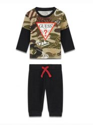 Guess Komplet bluzka i spodnie I6BG01 K5800 Czarny Regular Fit. Czarne t-shirty i koszulki chłopięce Guess, z aplikacjami, z bawełny, bez kołnierzyka, bez ramiączek. Za 174.99 zł.