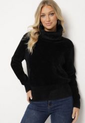 Czarny Klasyczny Golf z Dodatkiem Kaszmiru Edinora. Czarne golfy damskie Born2be, bez wzorów, z jeansu, bez ramiączek. Za 139.99 zł.