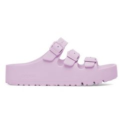 Birkenstock Florida III Flex Platform EVA Crocus Klapki damskie. Fioletowe klapki damskie Birkenstock, bez wzorów, bez obcasa, na platformie, bez zapięcia. Za 199.99 zł.