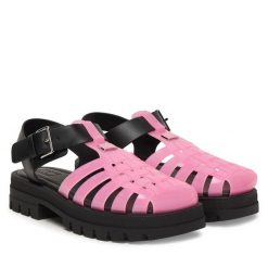 Sandały Tommy Jeans. Czerwone sandały damskie Tommy Jeans, bez wzorów, z jeansu, bez obcasa, na płaskiej podeszwie, bez zapięcia. Za 409.99 zł.