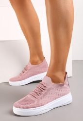 Różowe Tenisówki z Elastyczną Cholewką Oplineria. Czerwone obuwie sportowe damskie Born2be, bez zapięcia, tenisowe. Za 64.99 zł.