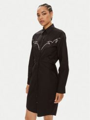 Pinko Sukienka koszulowa Actors 103737 A1XO Czarny Regular Fit. Czarne sukienki damskie Pinko, bez wzorów, z bawełny, bez ramiączek. Za 1,349.00 zł.
