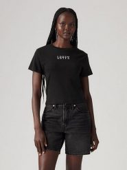 Levi's Koszulka w kolorze czarnym rozmiar: M. Czarne bluzki damskie Levi's, m, bez wzorów, z bawełny, bez kołnierzyka, bez ramiączek. Za 71.07 zł.