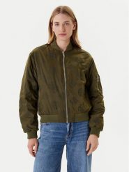 Guess Kurtka bomber W5YL08 WHDK2 Khaki Regular Fit. Brązowe kurtki damskie Guess, xs, z aplikacjami, z syntetyku, bez kaptura. Za 559.99 zł.