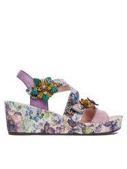 Laura Vita Sandały Facdiao 11 Fioletowy. Fioletowe sandały damskie LAURA VITA, bez wzorów, ze skóry, bez obcasa, na koturnie, bez zapięcia. Za 439.99 zł.