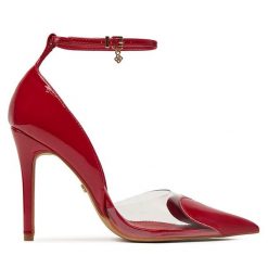 Szpilki DeeZee. Czerwone szpilki damskie DeeZee, bez wzorów, bez obcasa, na szpilce, bez zapięcia. Za 159.99 zł.