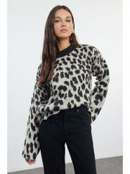 Trendyol Sweter w kolorze czarno-jasnoszarym rozmiar: M. Szare swetry klasyczne damskie Trendyol, m, bez kołnierzyka. Za 91.45 zł.