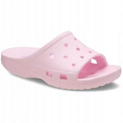Klapki Dla Dorosłych Crocs Saturday Slide. Czerwone klapki damskie Crocs, bez wzorów, z materiału, bez obcasa, bez zapięcia. Za 139.99 zł.