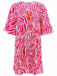 Zwillingsherz Sukienka "Zebra Dreams" w kolorze różowo-białym rozmiar: onesize. Białe sukienki damskie Zwillingsherz, bez wzorów, z wiskozy, bez ramiączek. Za 136.13 zł.