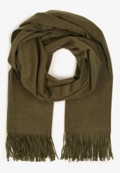 Zielony Szalik Długi z Frędzlami z Domieszką Wełny Torilisa. Zielone szaliki damskie Born2be, bez wzorów, z dzianiny. Za 44.99 zł.