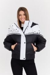 KARL LAGERFELD Czarna damska kurtka Colorblock Padded Jacket. Czarne kurtki damskie KARL LAGERFELD, s, bez wzorów, z poliamidu, bez kaptura. W wyprzedaży za 1,089.99 zł.