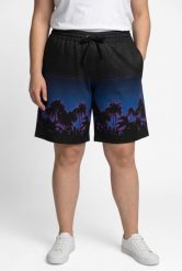 Damskie Szorty sportowe siateczka palmy na lamówce szeroka nogawka. Czarne spodenki sportowe damskie Ulla Popken, plus size, bez wzorów, z materiału. Za 159.99 zł.