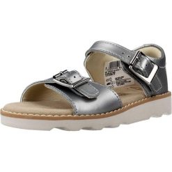 Sandały CLARKS CROWN BLOOM T Srebrny. Szare sandały damskie Clarks, bez wzorów, ze skóry, bez obcasa, bez zapięcia. Za 128.99 zł.