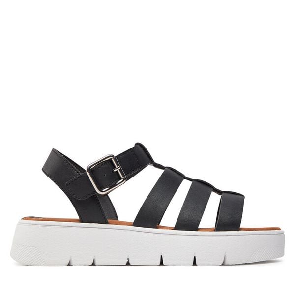 Sandały Geox. Czarne sandały damskie Geox, bez wzorów, bez obcasa, na płaskiej podeszwie, bez zapięcia. Za 469.99 zł.