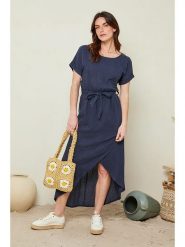 Le Monde du Lin Lniana sukienka w kolorze granatowym rozmiar: 38/40. Niebieskie sukienki damskie Le Monde du Lin, bez wzorów, ze lnu, klasyczne, bez ramiączek. Za 164.02 zł.