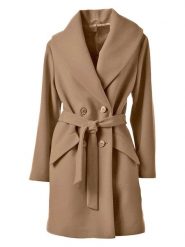 Heine Wełniany płaszcz w kolorze jasnobrązowym rozmiar: 38. Brązowe płaszcze damskie Heine, bez wzorów, z tkaniny, bez kaptura. Za 346.95 zł.