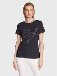 Guess T-Shirt Adele V2YI07 K8HM0 Czarny Regular Fit. Czarne t-shirty damskie Guess, s, z aplikacjami, z bawełny, bez kołnierzyka. Za 119.99 zł.