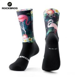 Skarpety rowerowe, kolarskie, sportowe kompresyjne do połowy łydki ROCKBROS. Czarne skarpetki damskie ROCKBROS, bez wzorów, z materiału. Za 59.99 zł.