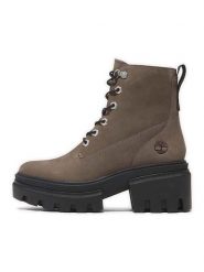 Timberland Skórzane botki "Everleigh" w kolorze ciemnobrązowym rozmiar: 39,5. Brązowe botki damskie Timberland, eleganckie, bez obcasa, bez zapięcia. Za 426.06 zł.