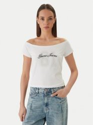 Guess Jeans T-Shirt W6GI07 J1314 Biały Regular Fit. Białe t-shirty damskie Guess Jeans, xxl, z aplikacjami, z bawełny, bez kołnierzyka. Za 139.99 zł.