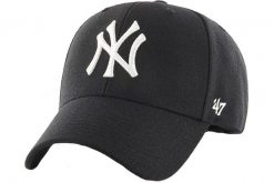 Czapka z daszkiem New York Yankees - Snapback - MVP Woolblend - Regulowana. Czarne czapki z daszkiem damskie 47 Brand, bez wzorów, z materiału. Za 109.99 zł.