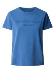 Pepe Jeans Koszulka "Loretta" w kolorze niebieskim rozmiar: L. Niebieskie bluzki damskie Pepe Jeans, l, bez wzorów, z bawełny, bez kołnierzyka, bez ramiączek. Za 136.13 zł.