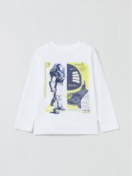 OVS Bluzka 1622559 Biały Regular Fit. Białe t-shirty i koszulki chłopięce OVS, bez wzorów, z bawełny, bez kołnierzyka, bez ramiączek. Za 69.99 zł.