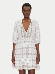 Iconique Sukienka letnia IC25-016 Biały Relaxed Fit. Białe sukienki damskie Iconique, bez wzorów, z bawełny, bez ramiączek. Za 299.99 zł.