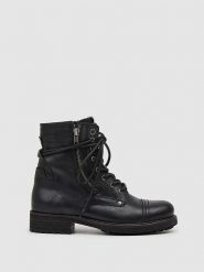 Pepe Jeans FOOTWEAR Skórzane botki "Melting Combat" w kolorze czarnym rozmiar: 39. Czarne botki damskie Pepe Jeans FOOTWEAR, z jeansu, bez obcasa, bez zapięcia. Za 232.78 zł.