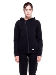 Bluza damska Greysongreys Asymetryczna z kapturem zapinana na zamek. Czarne bluzy damskie LEONE 1947 APPAREL, s, bez wzorów, z kapturem. Za 105.21 zł.